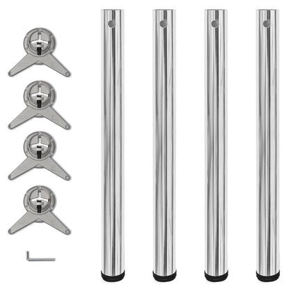 Chrome Adjustable Table Legs - Set of 4, 710mm Height