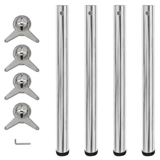 Chrome Adjustable Table Legs - Set of 4, 710mm Height