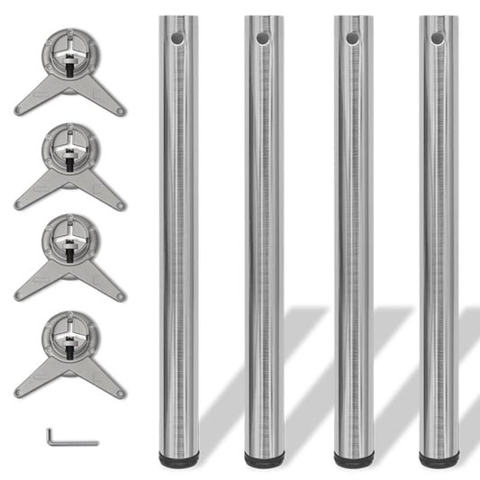 Brushed Nickel Height Adjustable Table Legs, 710mm, Set of 4