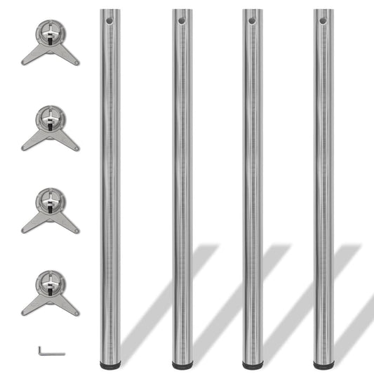 Brushed Nickel Adjustable Table Legs - Set of 4, 1100mm Height