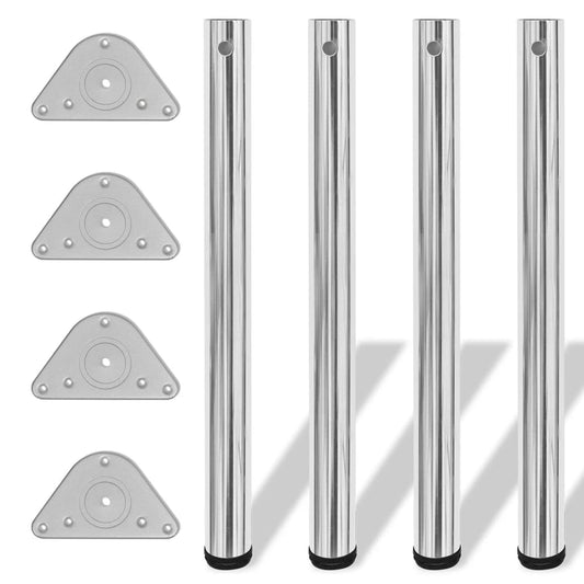 Adjustable Chrome Table Legs 710mm - Set of 4 for Custom Heights