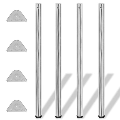 Chrome Height Adjustable Table Legs 1100mm - Set of 4 Durable Pieces