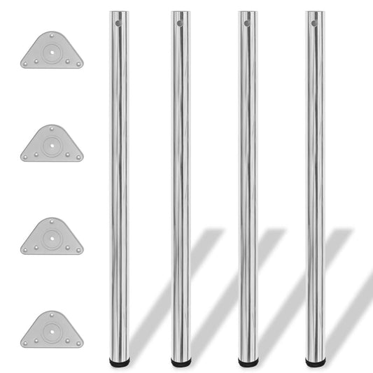 Chrome Height Adjustable Table Legs 1100mm - Set of 4 Durable Pieces