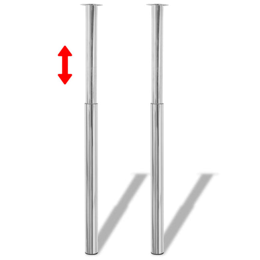 Adjustable Chrome Telescopic Table Legs, 710-1100mm, Set of 2