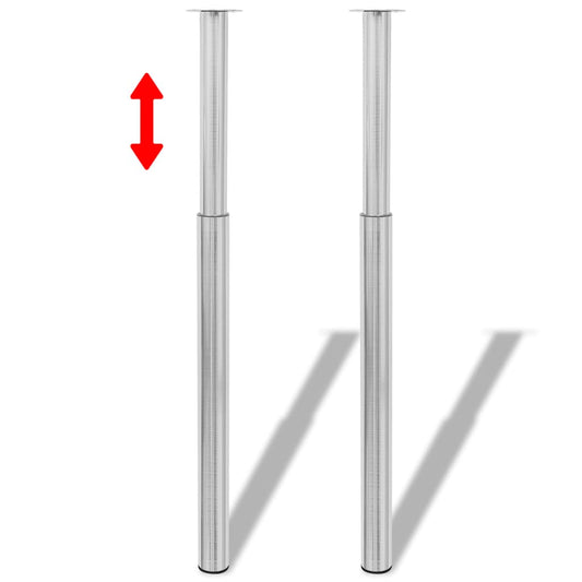 Adjustable Brushed Nickel Telescopic Table Legs 710-1100mm (Set of 2)