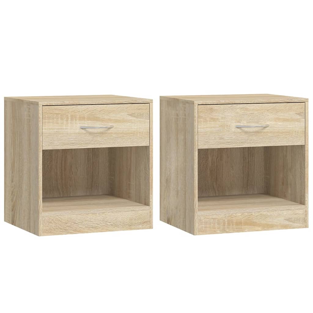 Set of 2 Oak Nightstands with Drawer - Elegant Bedroom Storage