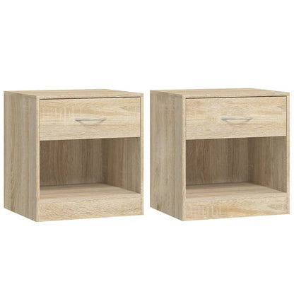 Set of 2 Oak Nightstands with Drawer - Elegant Bedroom Storage