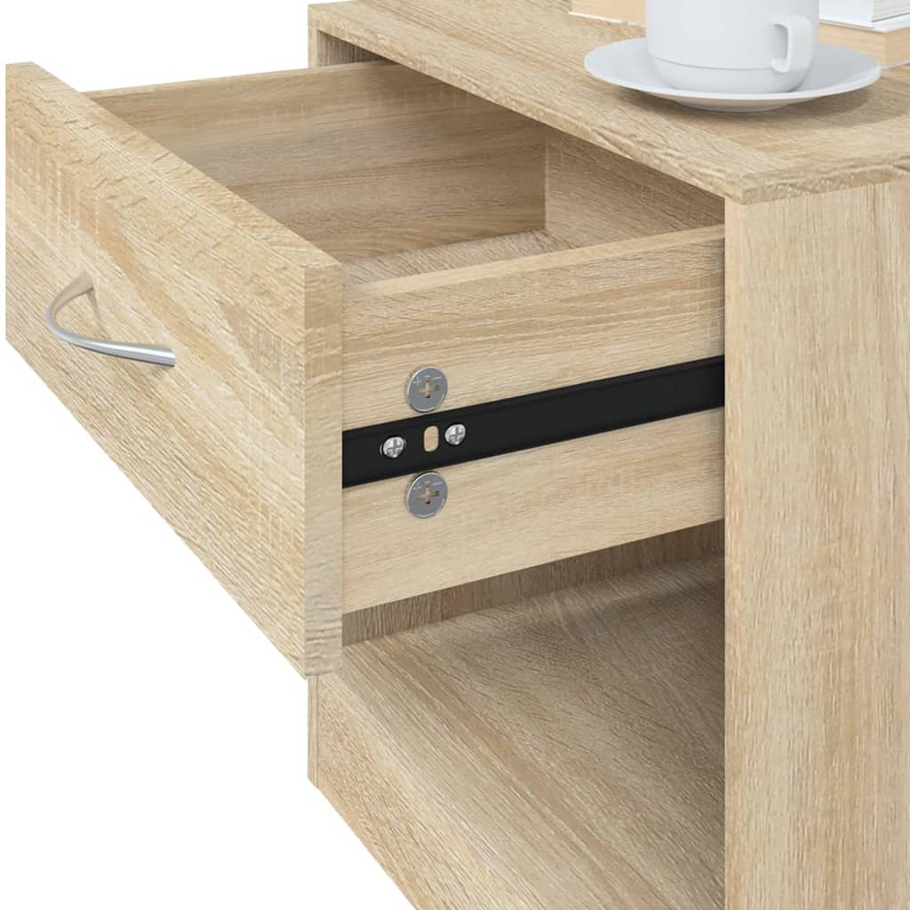Set of 2 Oak Nightstands with Drawer - Elegant Bedroom Storage