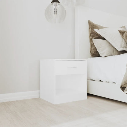 White Nightstand Set of 2 with Drawer - Modern Bedroom Furniture