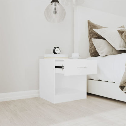 White Nightstand Set of 2 with Drawer - Modern Bedroom Furniture