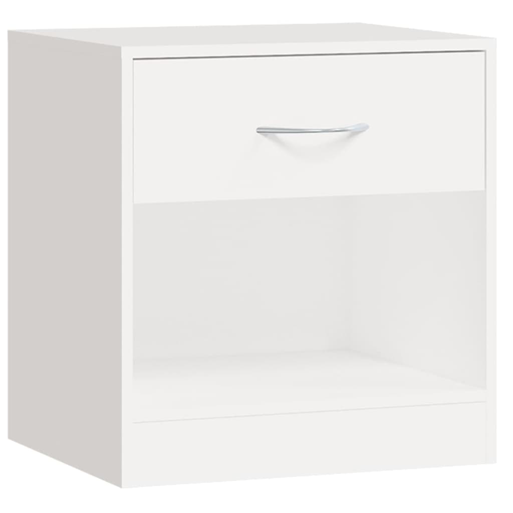 White Nightstand Set of 2 with Drawer - Modern Bedroom Furniture