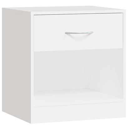 White Nightstand Set of 2 with Drawer - Modern Bedroom Furniture