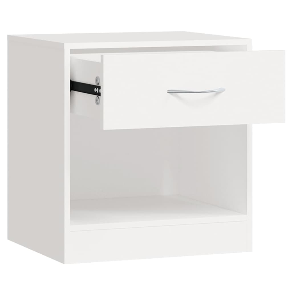 White Nightstand Set of 2 with Drawer - Modern Bedroom Furniture