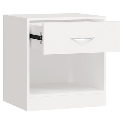 White Nightstand Set of 2 with Drawer - Modern Bedroom Furniture