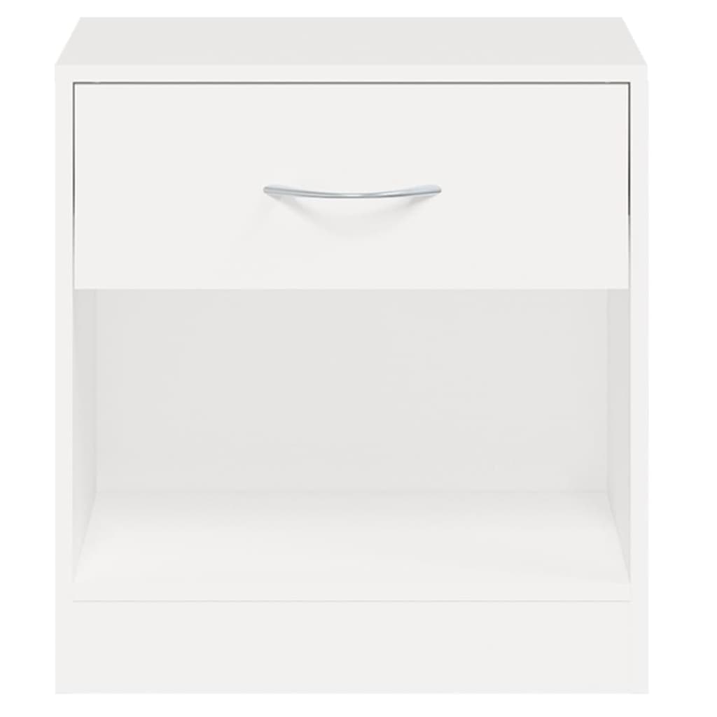White Nightstand Set of 2 with Drawer - Modern Bedroom Furniture