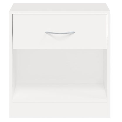 White Nightstand Set of 2 with Drawer - Modern Bedroom Furniture