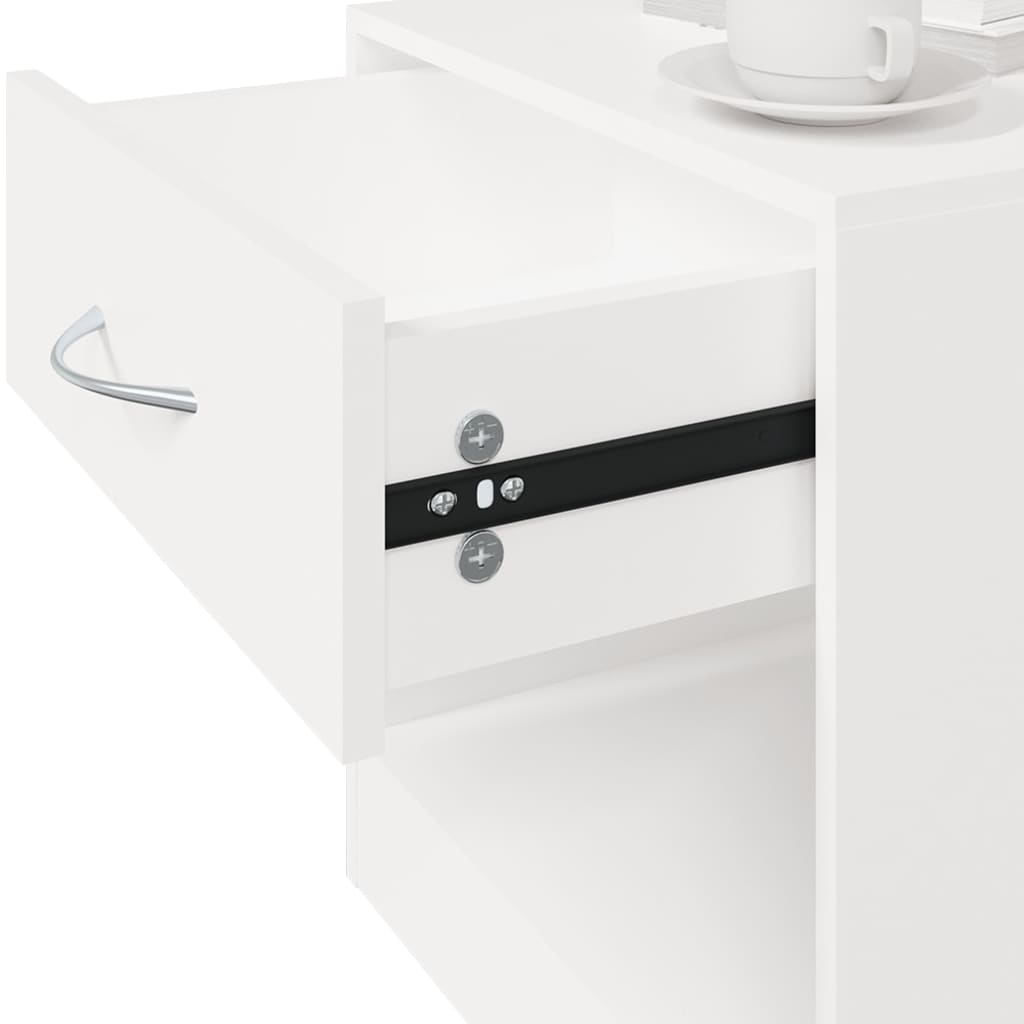 White Nightstand Set of 2 with Drawer - Modern Bedroom Furniture