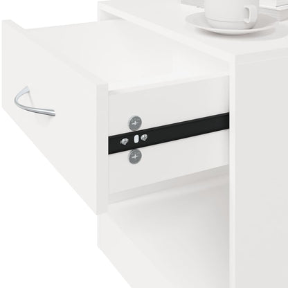 White Nightstand Set of 2 with Drawer - Modern Bedroom Furniture