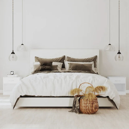 White Nightstand Set of 2 with Drawer - Modern Bedroom Furniture