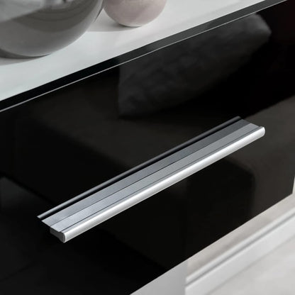 4 pcs Black High Gloss Wall Display Cabinet TV Unit with LED Lighting