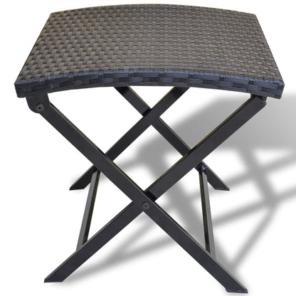 Compact Folding Stool - Black Poly Rattan for Outdoor Use