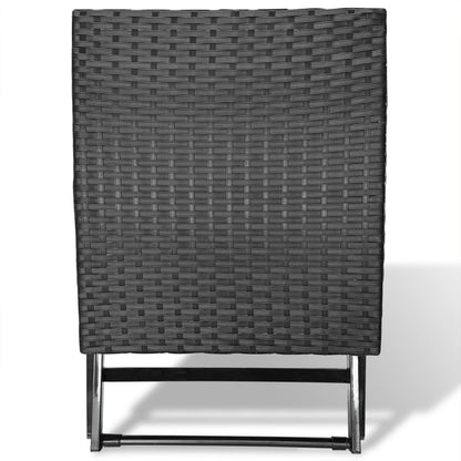 Compact Folding Stool - Black Poly Rattan for Outdoor Use