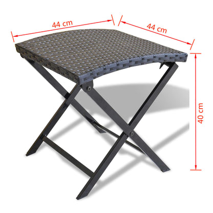 Compact Folding Stool - Black Poly Rattan for Outdoor Use