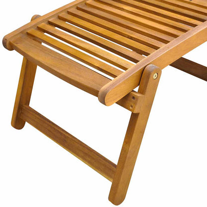 Solid Acacia Wood Deck Chair with Footrest - Natural Finish