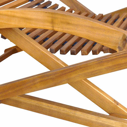 Solid Acacia Wood Deck Chair with Footrest - Natural Finish