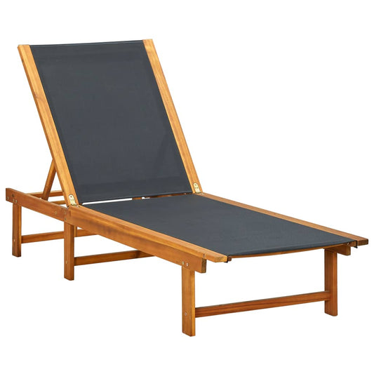Solid Acacia & Textilene Sun Lounger - Durable Outdoor Relaxation