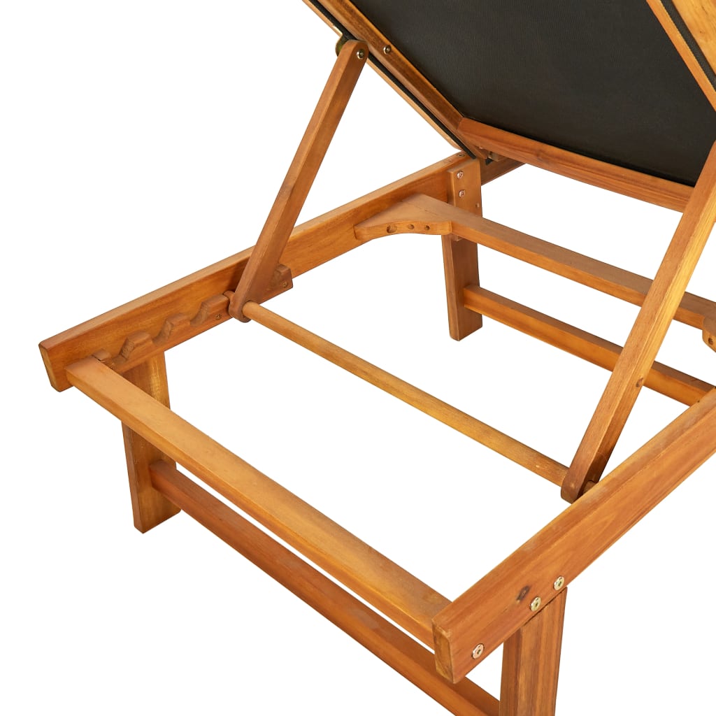 Solid Acacia & Textilene Sun Lounger - Durable Outdoor Relaxation