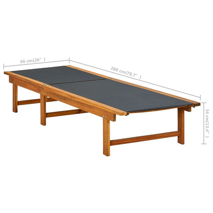 Solid Acacia & Textilene Sun Lounger - Durable Outdoor Relaxation