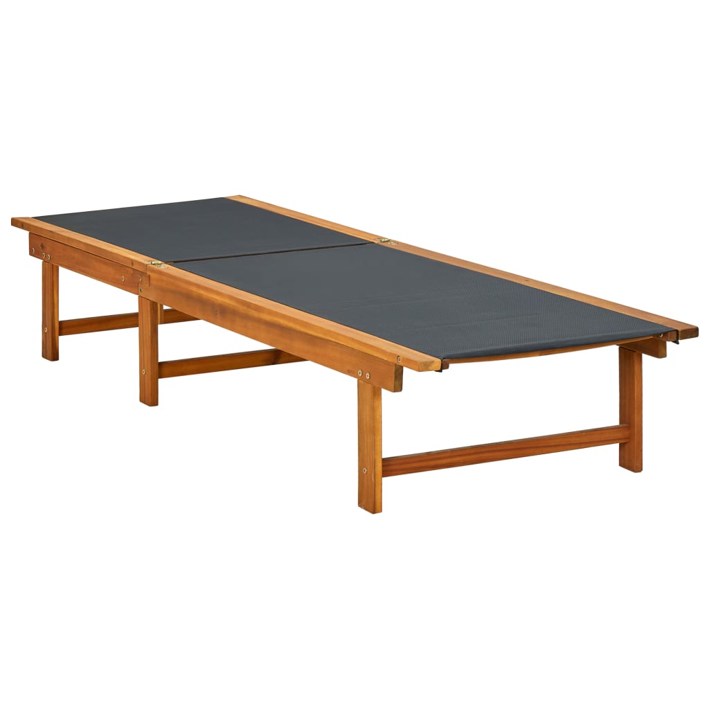 Acacia Wood Sun Lounger & Table Set with Textilene Fabric