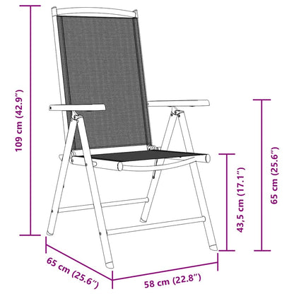 Folding Garden Chairs 2 pcs Aluminium and Textilene Black