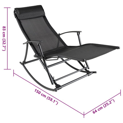 Black Steel & Textilene Garden Rocking Chair - Stylish & Durable
