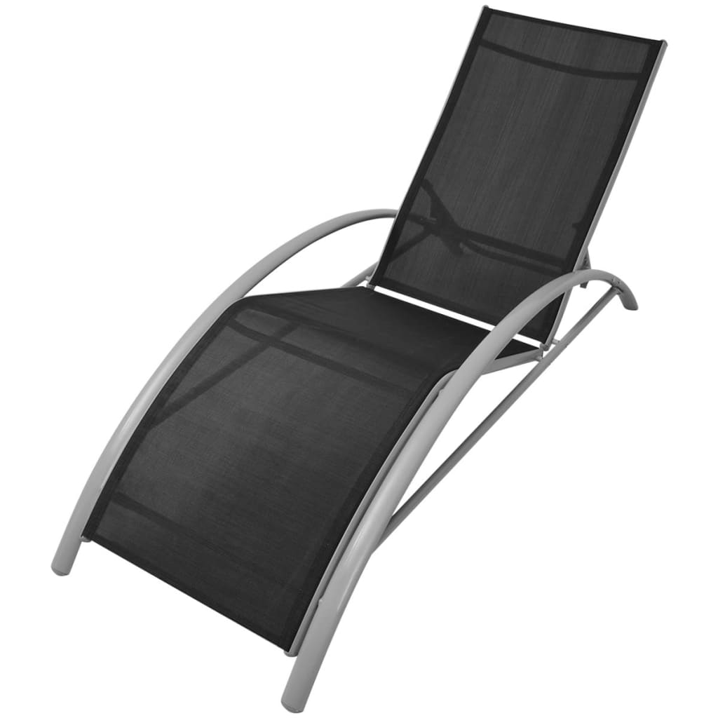 Aluminium Black Sun Loungers with Umbrella - Stylish & Durable
