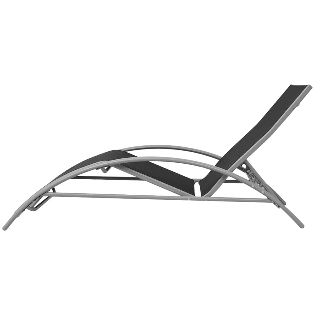 Aluminium Black Sun Loungers with Umbrella - Stylish & Durable