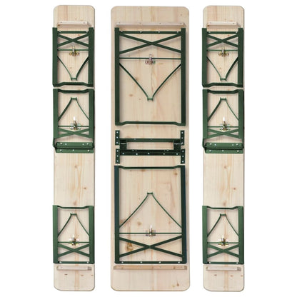Folding Beer Table with 2 Benches 220 cm Fir Wood