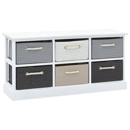 Rustic Wood Storage Bench with 6 Drawers - Natural Finish