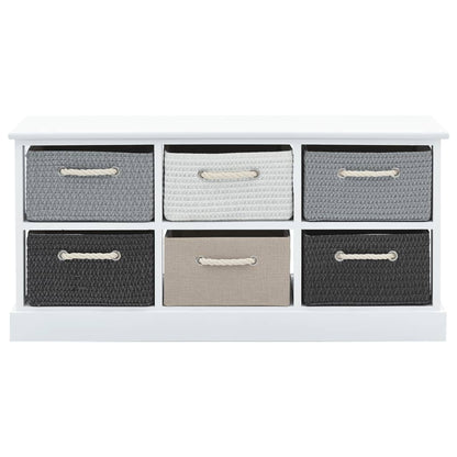Rustic Wood Storage Bench with 6 Drawers - Natural Finish
