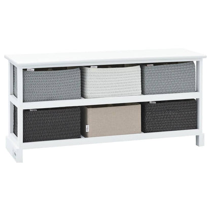 Rustic Wood Storage Bench with 6 Drawers - Natural Finish