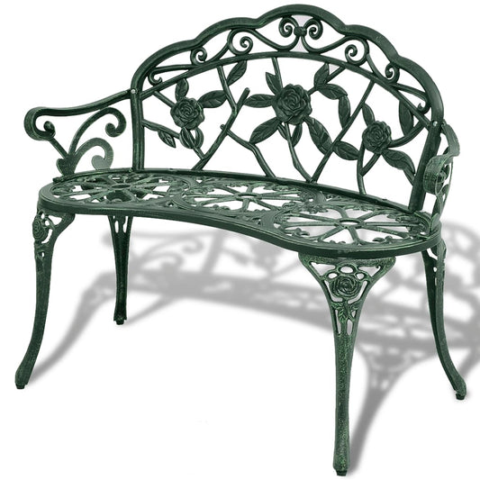 Elegant Green Cast Aluminium Garden Bench - 100 cm