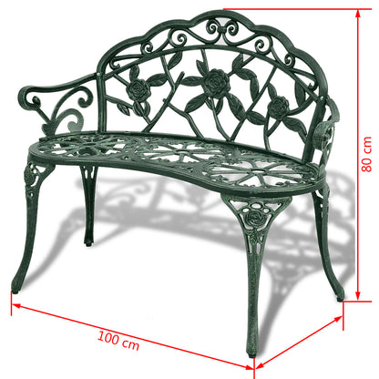 Elegant Green Cast Aluminium Garden Bench - 100 cm