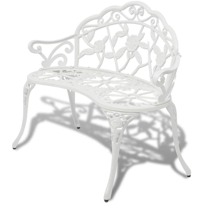 Elegant White Cast Aluminium Garden Bench - 100 cm