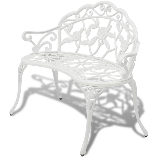 Elegant White Cast Aluminium Garden Bench - 100 cm