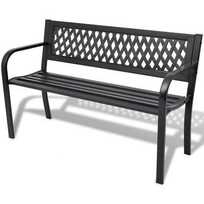 Elegant 118 cm Black Steel Garden Bench for Outdoor Relaxation