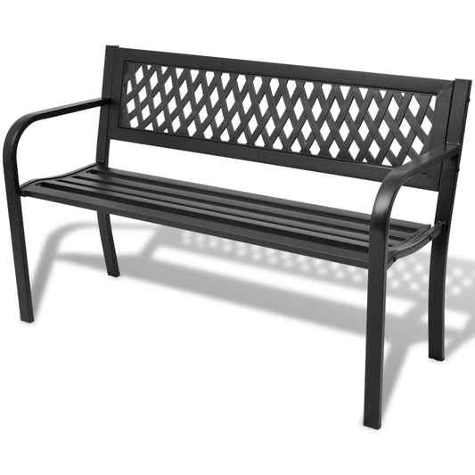 Elegant 118 cm Black Steel Garden Bench for Outdoor Relaxation