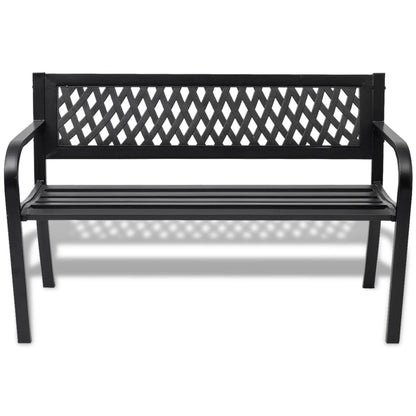 Elegant 118 cm Black Steel Garden Bench for Outdoor Relaxation