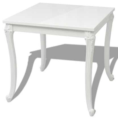 High Gloss White Dining Table 80x80x76 cm - Modern Design