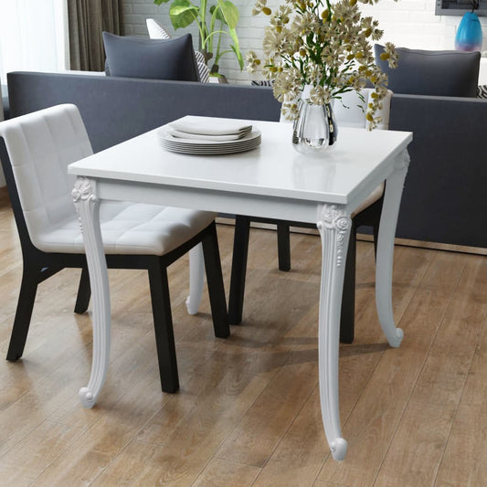 High Gloss White Dining Table 80x80x76 cm - Modern Design